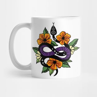 Floral mystic snake, orange Mug